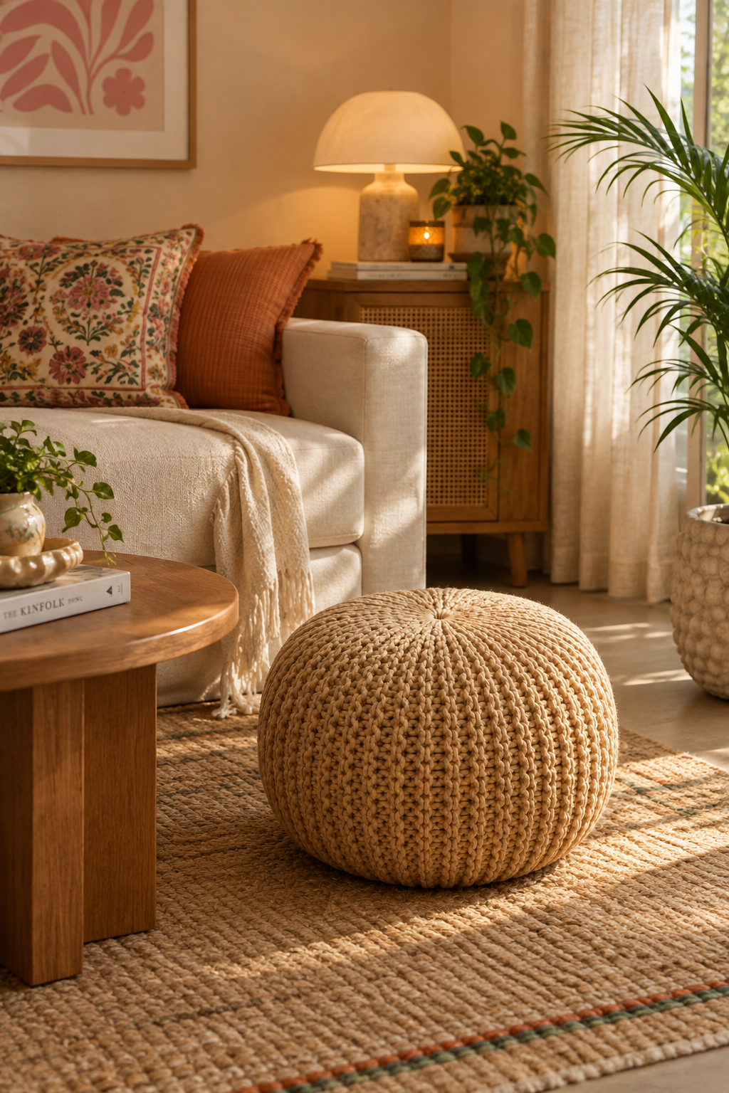 Kora Hand-Knitted Floor Pouf