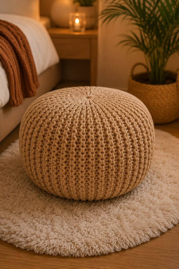 Kora Hand-Knitted Floor Pouf